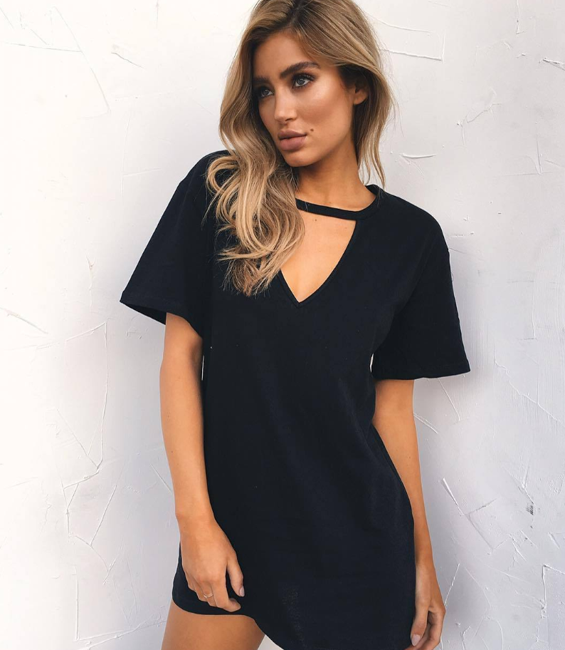 Womens V Neck Short Sleeve Tunic T-Shirt Solid Loose Blouse Casual Summer Tops - Hendrick Brun