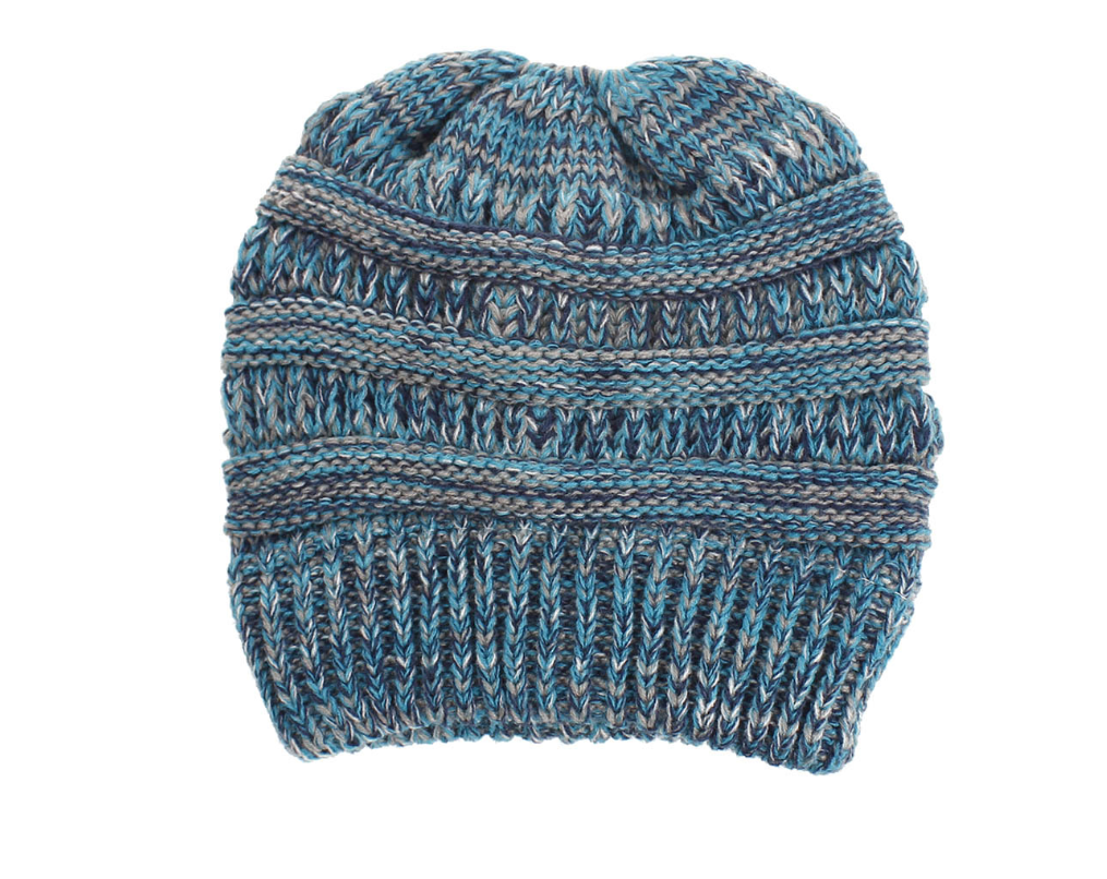 Mixed Color Knitted Wool Hat Ladies Non-labeled Ponytail Hat - Hendrick Brun