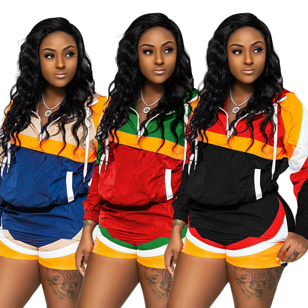 long-sleeved blazer and shorts track suit
