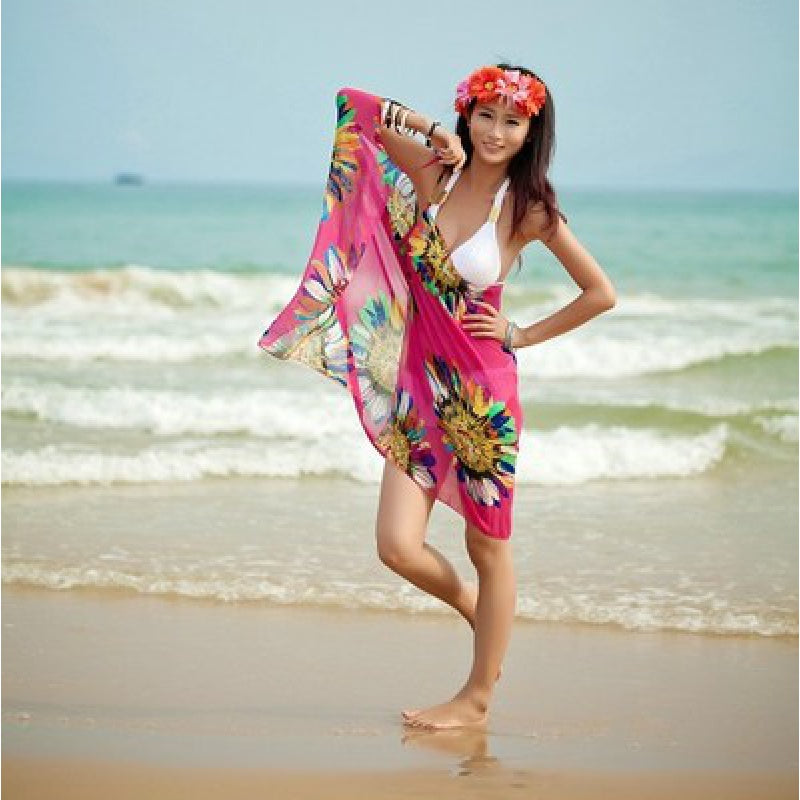Multi-color Swimsuit Coverup Wrap Dress
