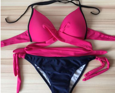 Cross candy color gather swimsuit bikini split two-piece swimsuit