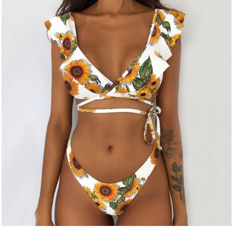 European and American sexy ruffled thin bikini swimsuit