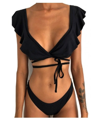 European and American sexy ruffled thin bikini swimsuit