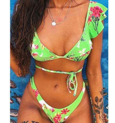 European and American sexy ruffled thin bikini swimsuit