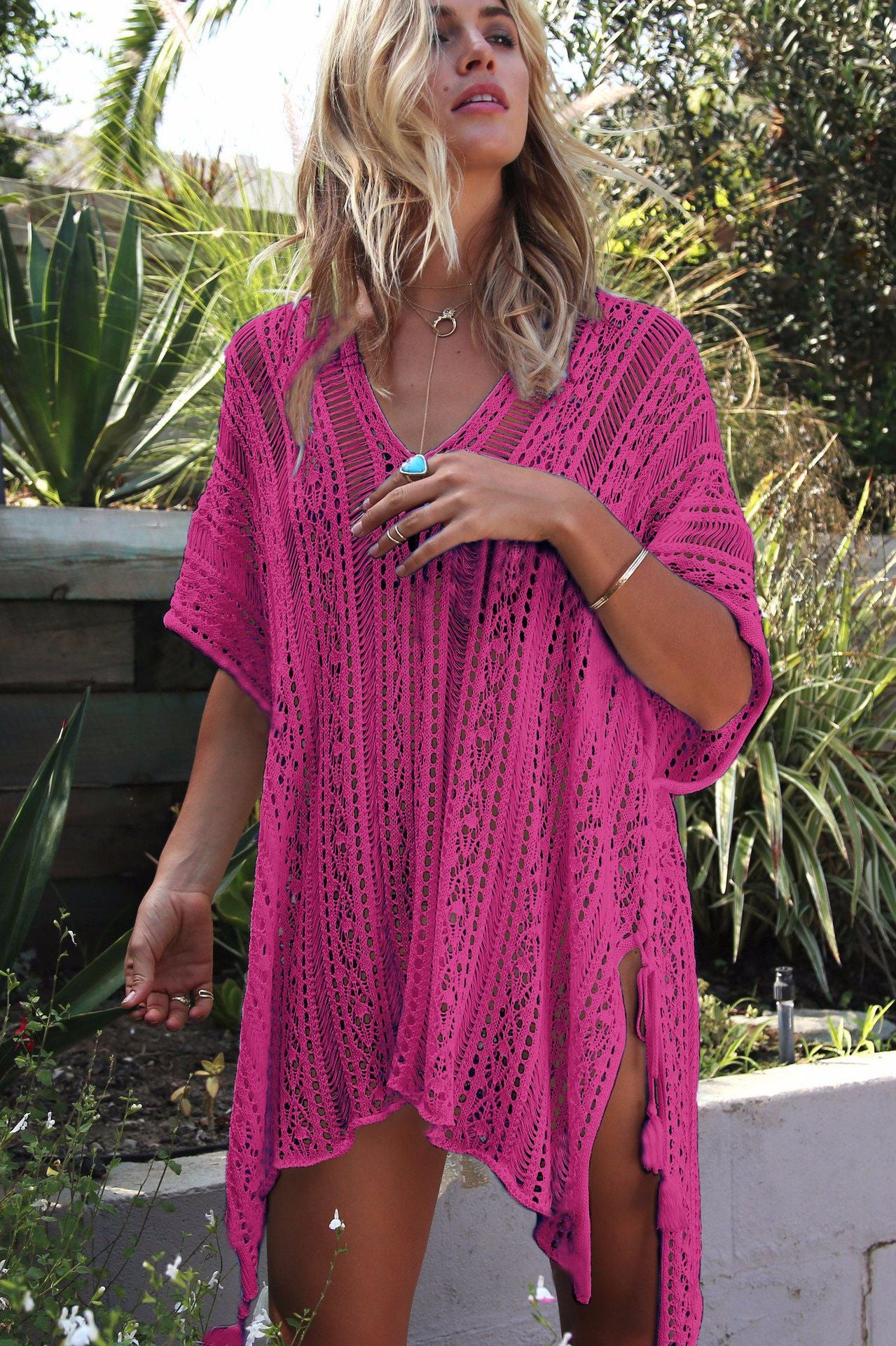 Knitted hollow loose bikini blouse