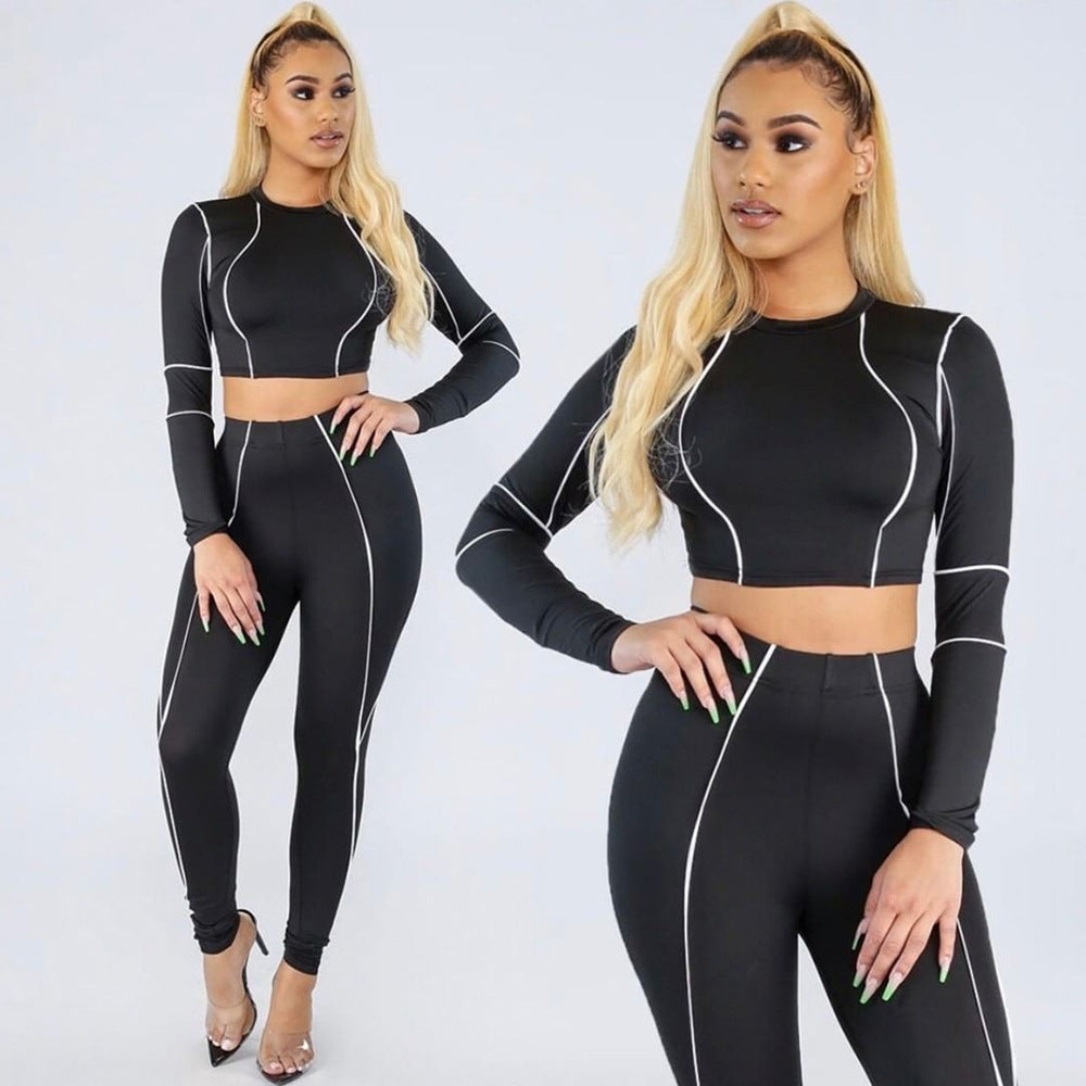Womens Slim Fit Casual leggings and long sleeve top Set - Hendrick Brun
