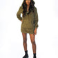 Womens Double Sided Fleece Hooded Loose Plush Sweater Dress with Pockets