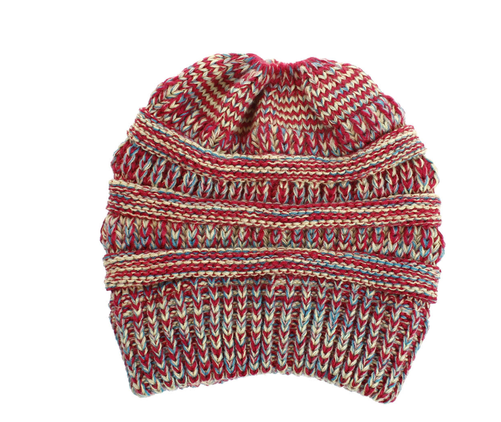 Mixed Color Knitted Wool Hat Ladies Non-labeled Ponytail Hat - Hendrick Brun