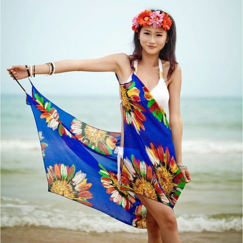 Multi-color Swimsuit Coverup Wrap Dress