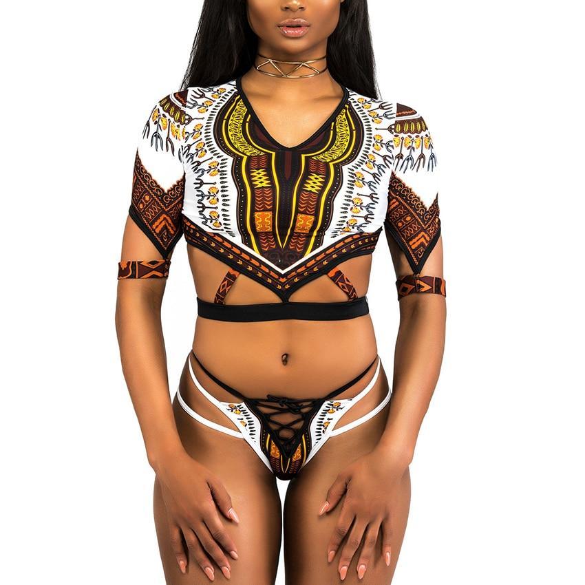 Half Sleeve Ankara Bikini