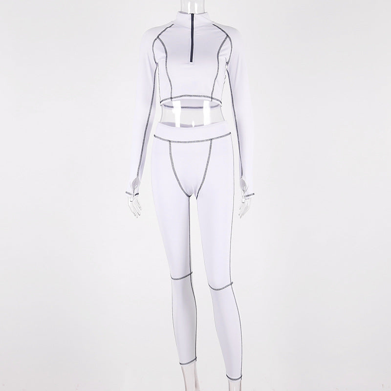 Matching and flexible Fitness set crop top and leggings suit