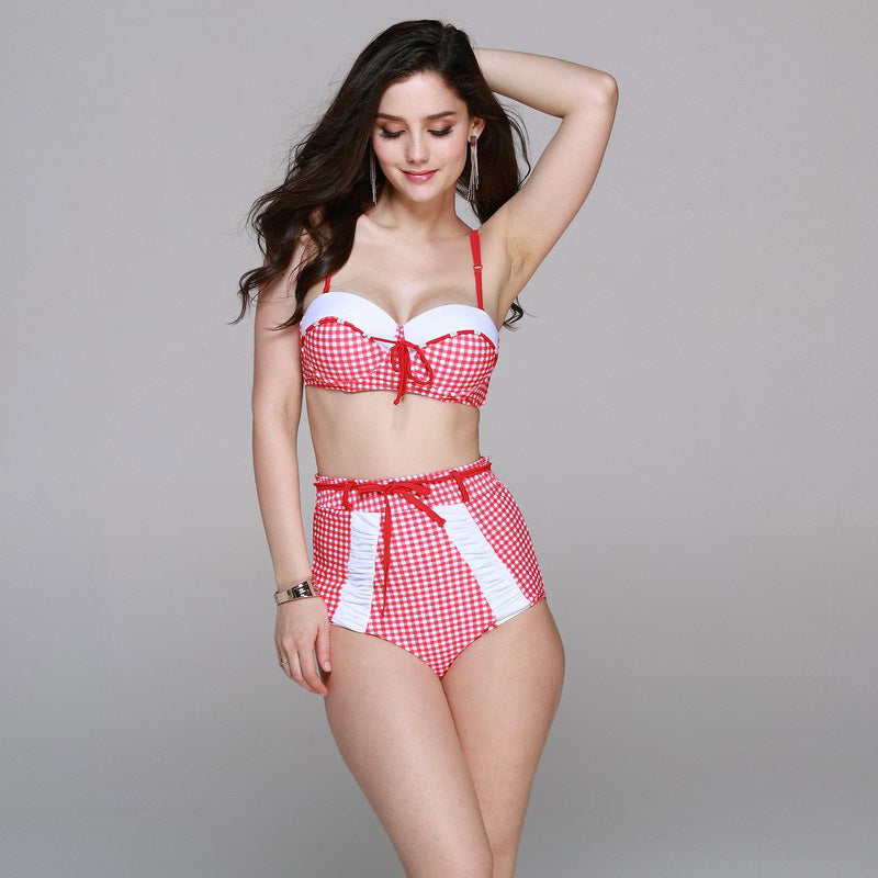 Plaid bikini plus size spa