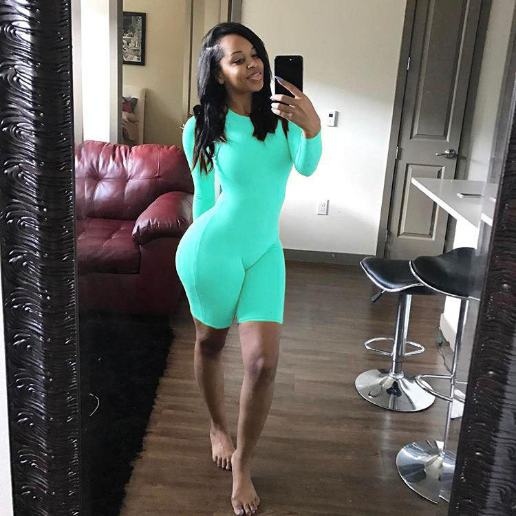 Women's Jumpsuit Spandex Shorts One-Piece Long Sleeve - Hendrick Brun