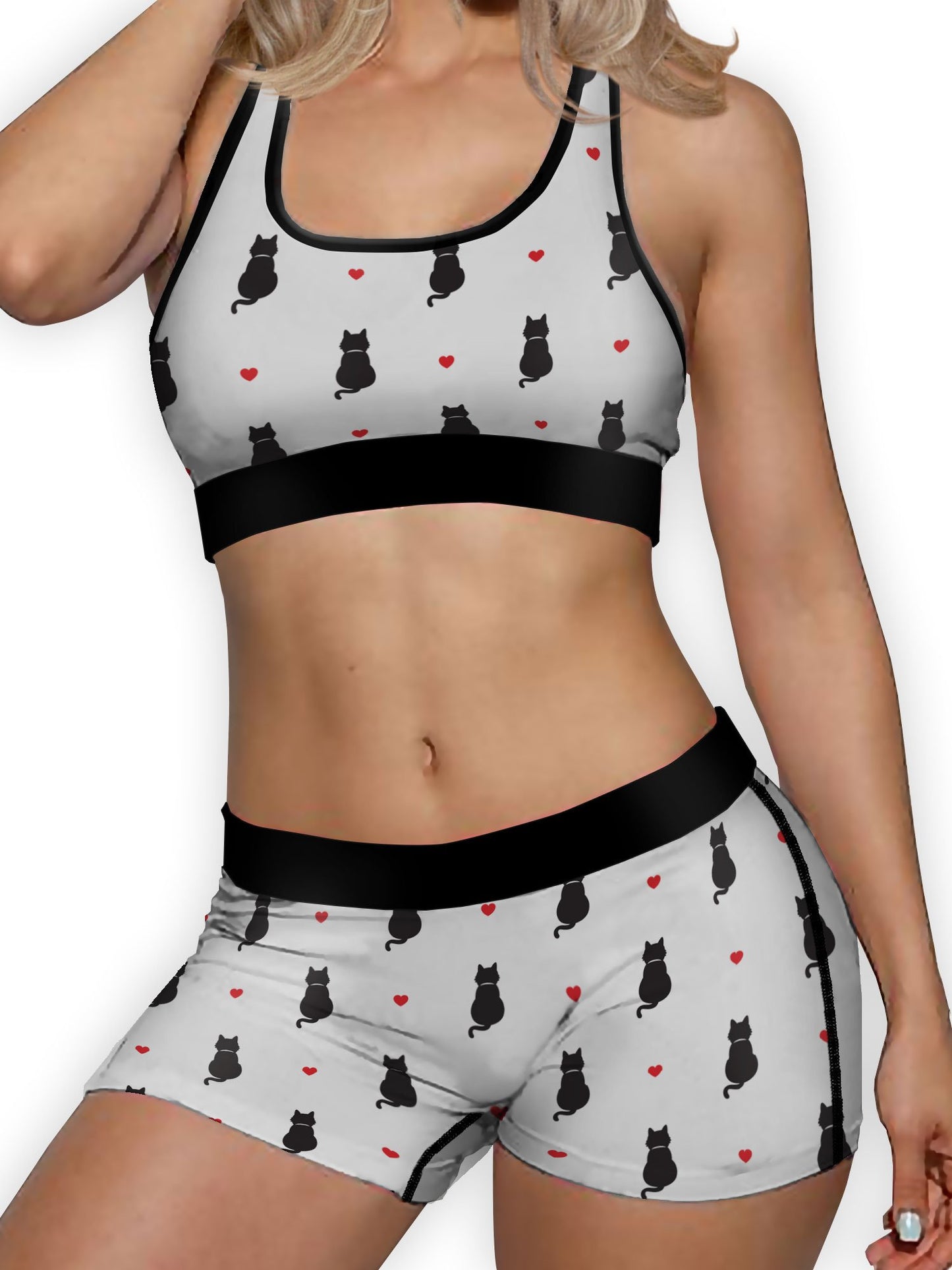 Women's Cat Hearts Boy Short - Hendrick Brun