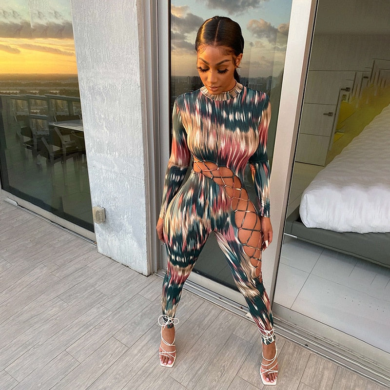 Lace-up Romper Long Sleeve Bodycon Jumpsuit Overall - Hendrick Brun