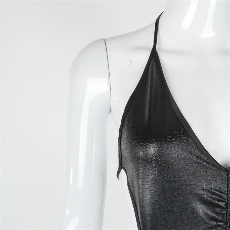 Black Body Romper Jumpsuit with Deep V Neck Backless Bodycon - Hendrick Brun