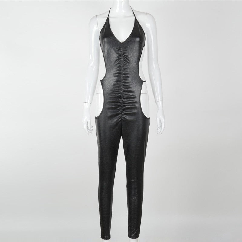 Black Body Romper Jumpsuit with Deep V Neck Backless Bodycon - Hendrick Brun