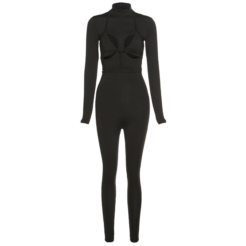 Sexy Hollow Strap Fashion Sports Jumpsuit