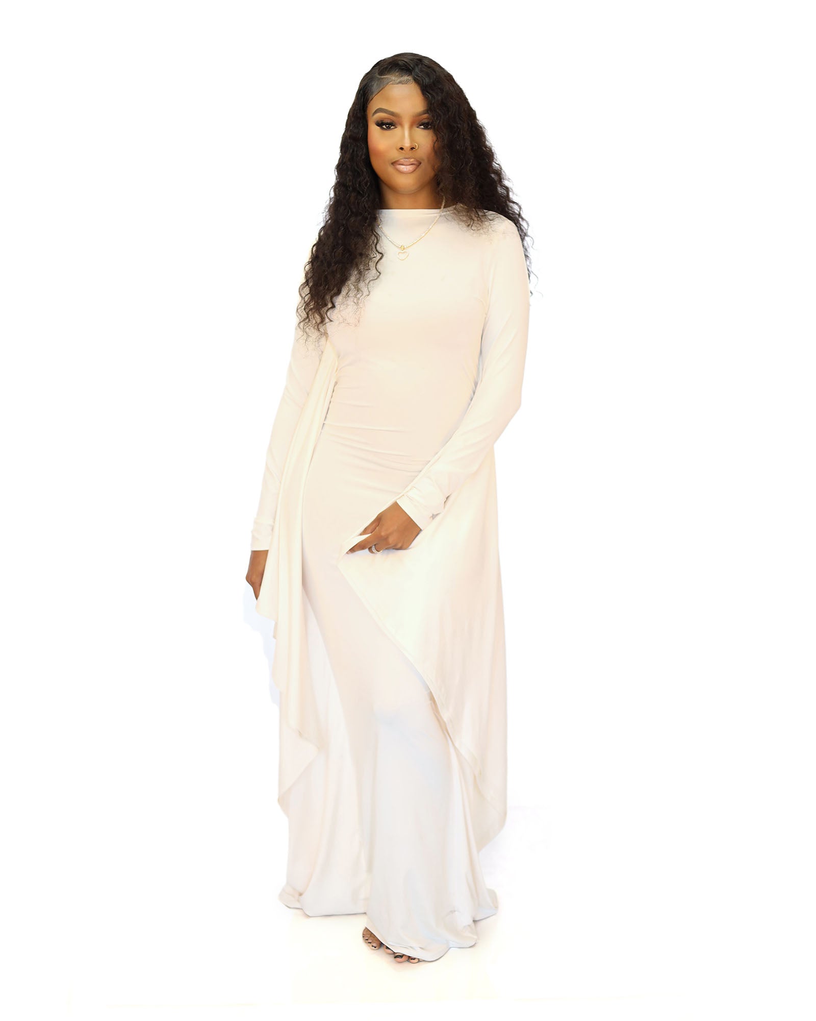 long sleeve bat dress Lola Pleated Bat Sleeve Dress (Black)