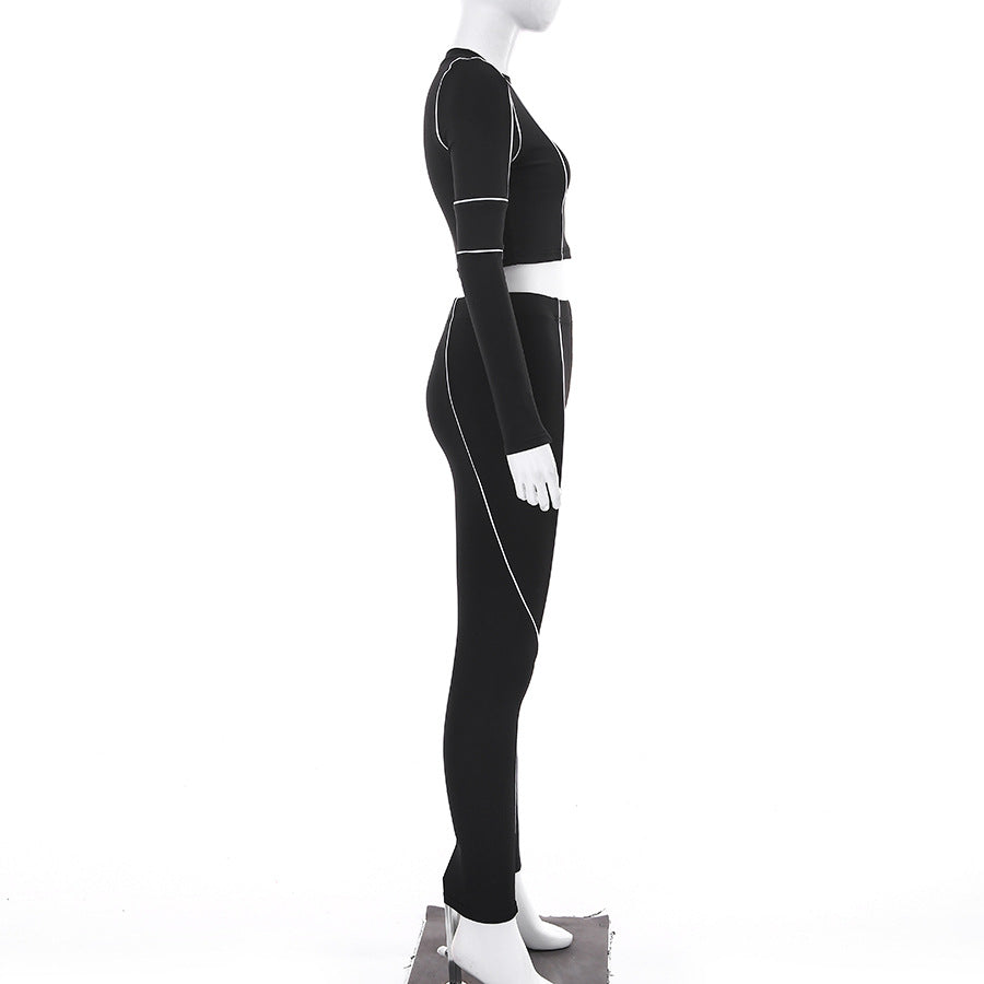 Womens Slim Fit Casual leggings and long sleeve top Set - Hendrick Brun