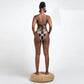 African Print Triangle Top High Cut Bottom Bikini