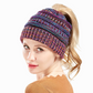 Mixed Color Knitted Wool Hat Ladies Non-labeled Ponytail Hat - Hendrick Brun