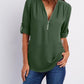 Women V-Neck Zipper T Shirt Loose Casual Blouse Long Sleeve Summer Top Plus Size - Hendrick Brun