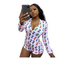 Fashion Sexy Printed Letter Home Wear Tights Jumpsuit