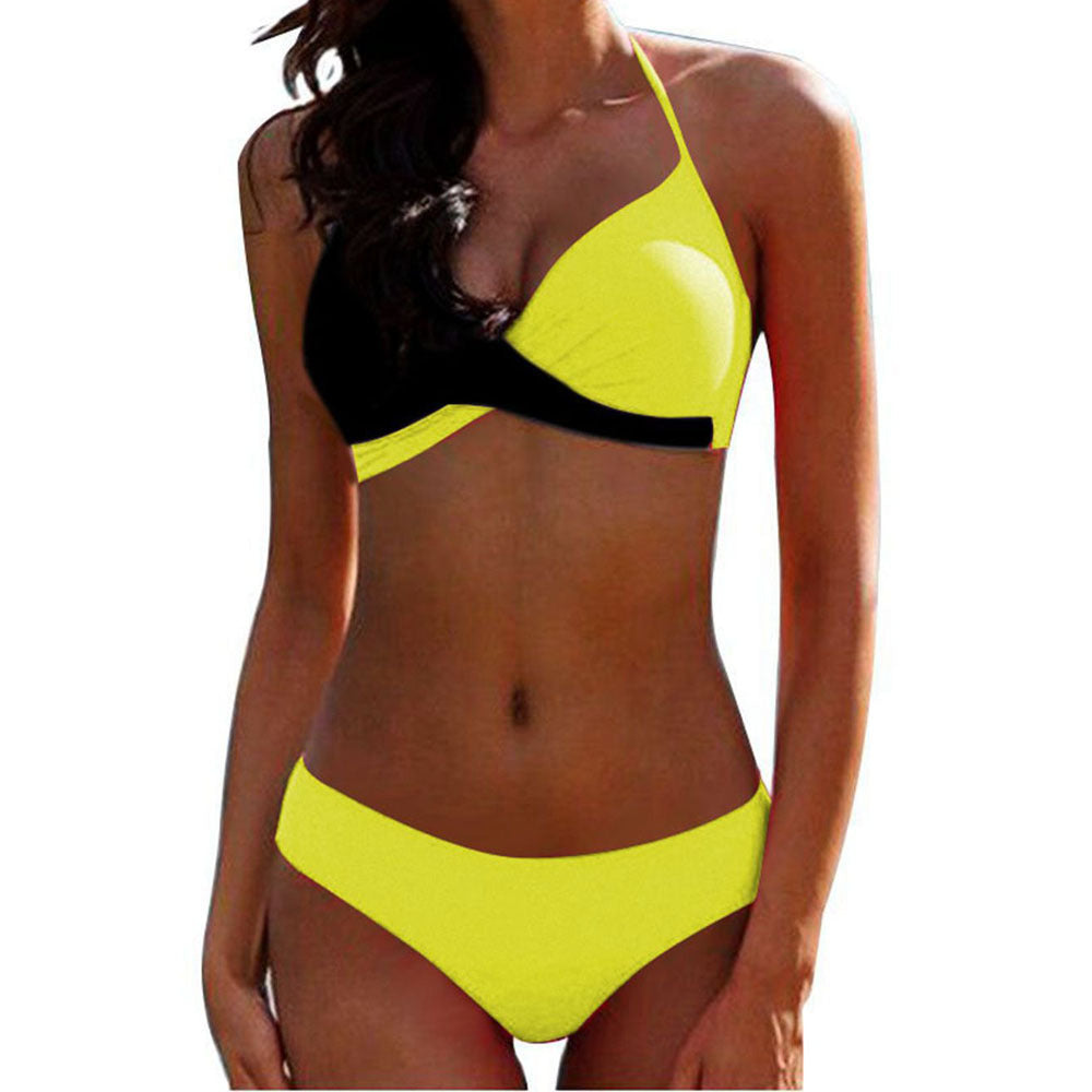Swimsuit European And American Sexy Hard Pack Split Bikini Color Matching Swimsuit