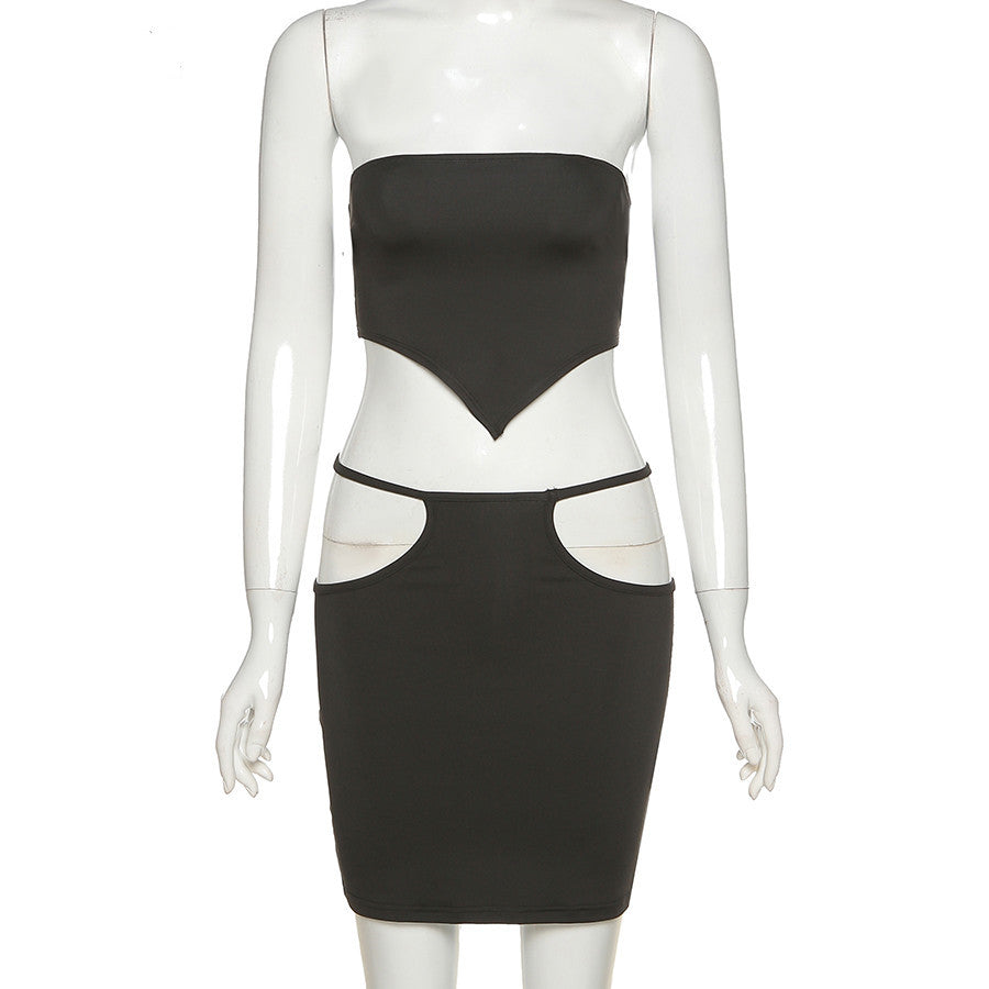 Kliou-Women'S Two-Piece Suit, Matching Cubic Skirt, Strapless, Less Elastic Back, Tights, Strong, Sexy, Party Club Clothing