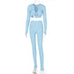 FQLWL Casual Summer 2 Two Piece Set Women Pink Outfit Long Sleeve Crop Top Leggings Women Joggers Matching Sets Ladies Tracksuit - Hendrick Brun