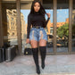 Womens Lace-Up Denim Shorts - Hendrick Brun
