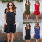 V-neck Casual Pocket Loose Short Sleeve Dress