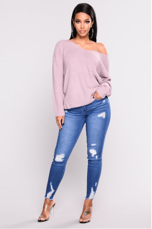 Stretch Ripped High-Waisted Jeans