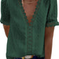 Fashion V-neck Stitching Lace Chiffon Top