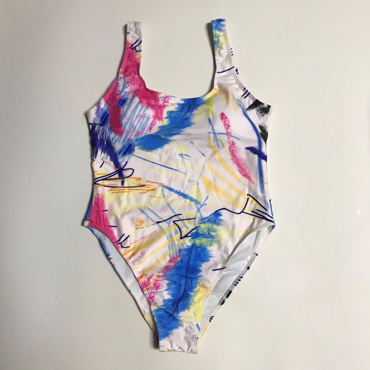 One-piece Swimsuit Graffiti Printed Plus Size