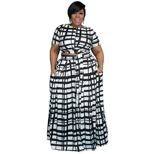 Multi-Color Printing Suit with long loose skirt.