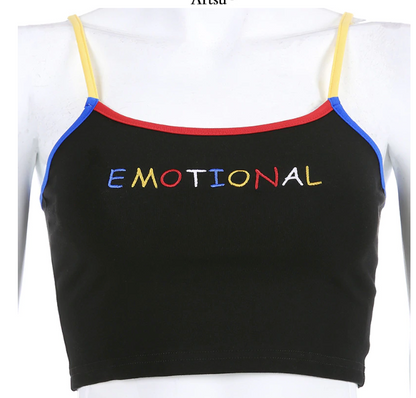 Sexy letter embroidery strap vest women's cropped shirt - Hendrick Brun