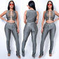 Womens Tie up Fitted Vest and Pants Set - Hendrick Brun