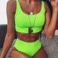 Ladies high waist solid color bikini