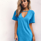 Womens V Neck Short Sleeve Tunic T-Shirt Solid Loose Blouse Casual Summer Tops - Hendrick Brun