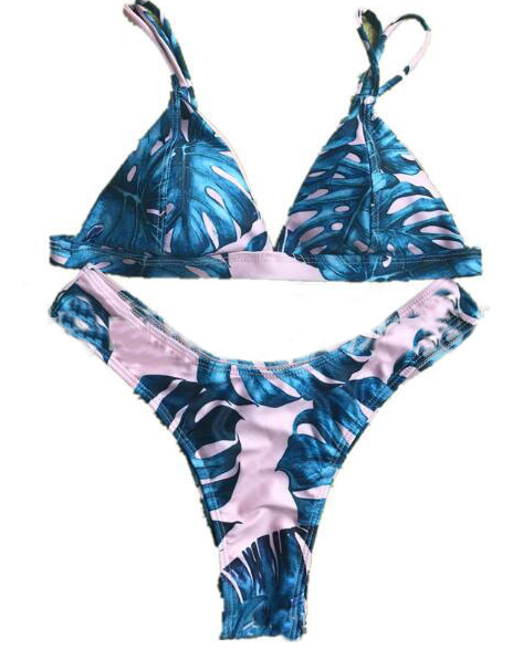 G-string high-forked bikini women's print swimwear