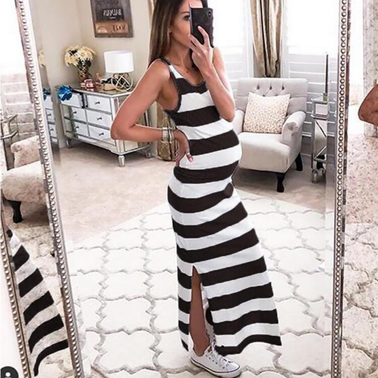 Striped Maternity Long Dress - Hendrick Brun