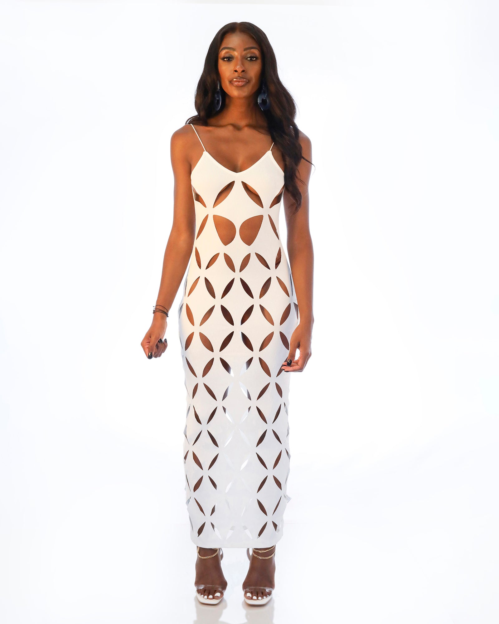 Womens Cut Out Hollow Long Fitted Dress Black / S Womens Cut Out Hollow Long Fitted Dress Black / S