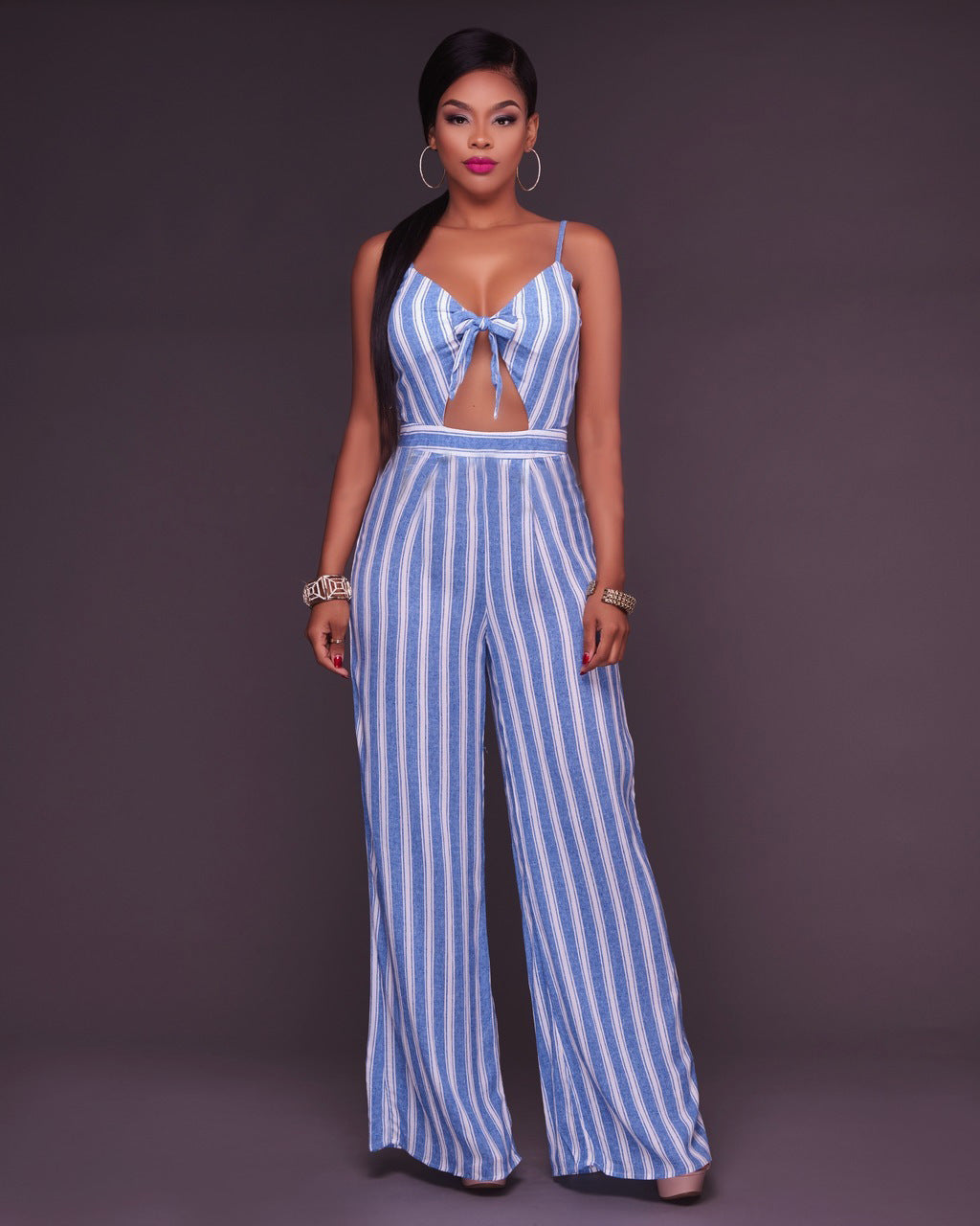 Stripped Loose Fitting Jumpsuit