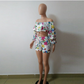 Sexy off the shoulders pile sleeves shorts two-piece - Hendrick Brun