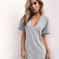 Womens V Neck Short Sleeve Tunic T-Shirt Solid Loose Blouse Casual Summer Tops - Hendrick Brun