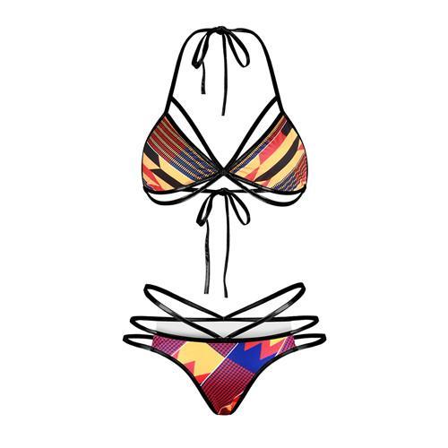 Maroon | Multi Colored Bikini Set