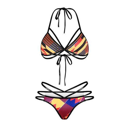 Maroon | Multi Colored Bikini Set