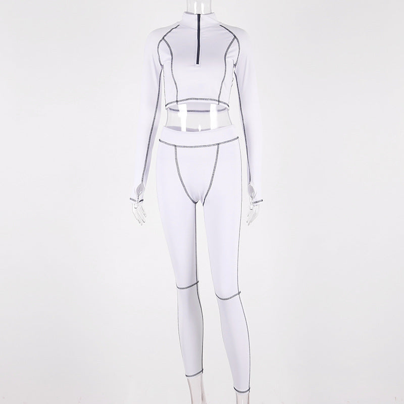 Matching and flexible Fitness set crop top and leggings suit